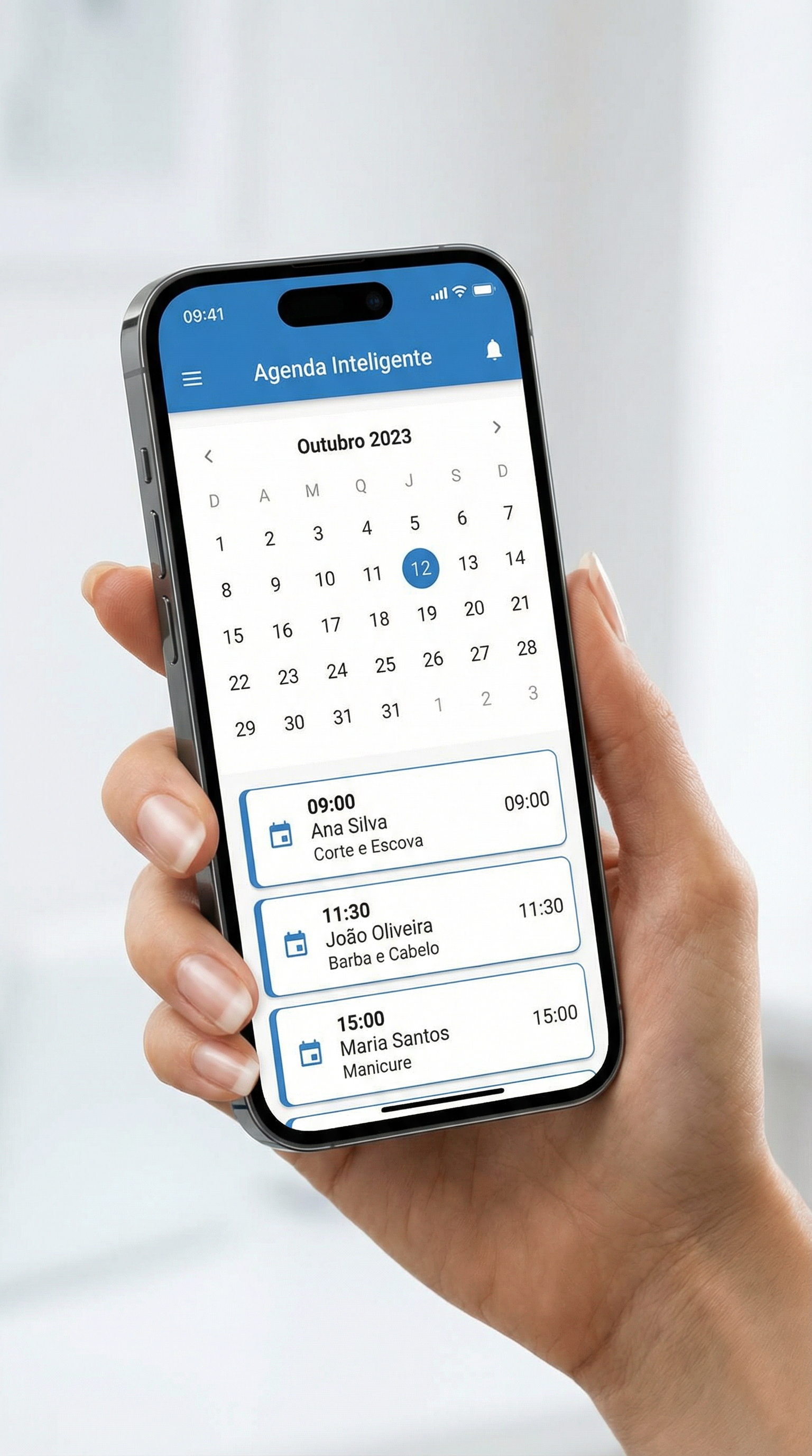 App Atendo mostrando Agenda Inteligente em smartphone
